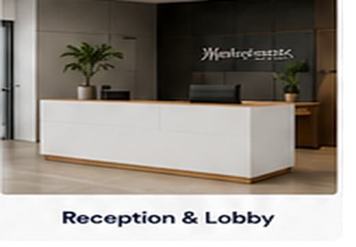 Reception desks and lobby furniture