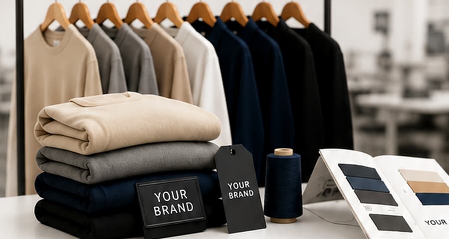 Textiles, private label samples, fabrics and brand labels